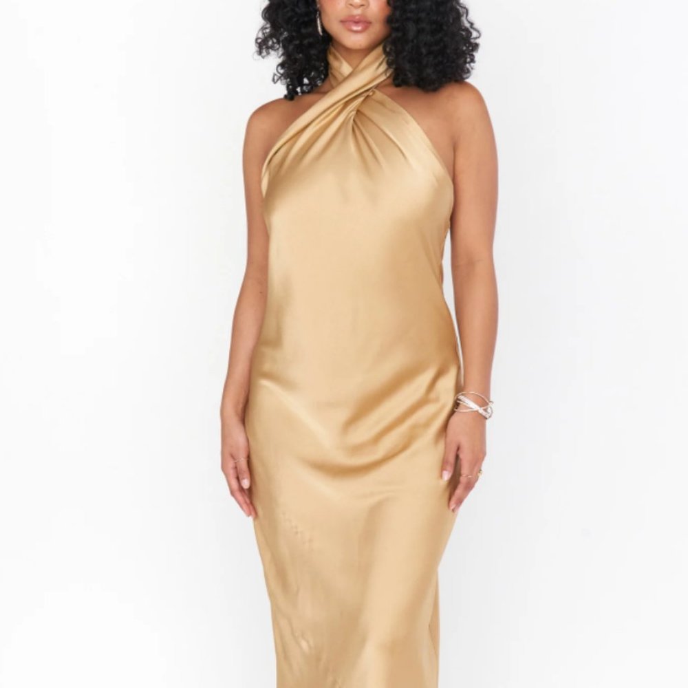 Show Me Your Mumu, Jasmine Halter Dress, Gold, Size M,